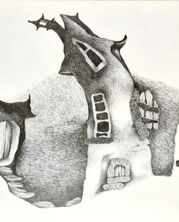 Originální kresba s motivem podivných domů